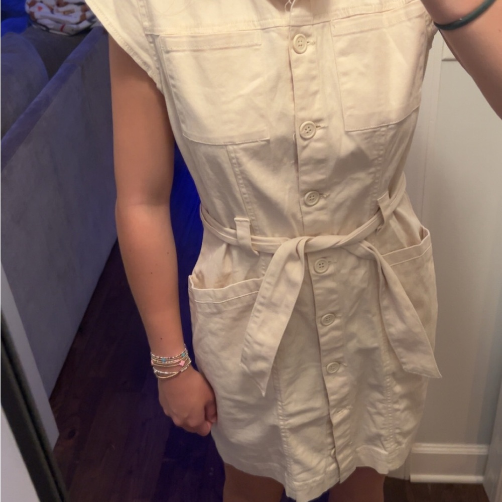 Women's Cream Button-Down Dress